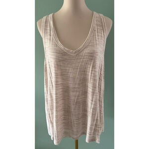Women's Old Navy Tank Top Size L White Brown Striped